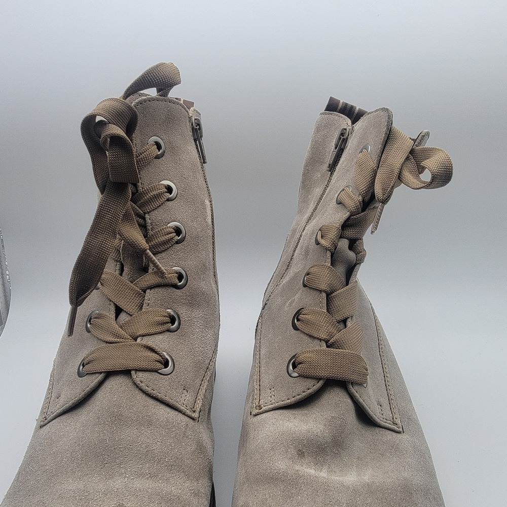 Gabor Womens Taupe Suede Lace Up Side Zip Lug Sole Combat Ankle Boots Size 7.5 - Picture 6 of 12
